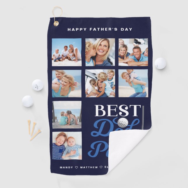 Gift for Golf Dad | Best Dad By Par Photo Collage Towel (InSitu)