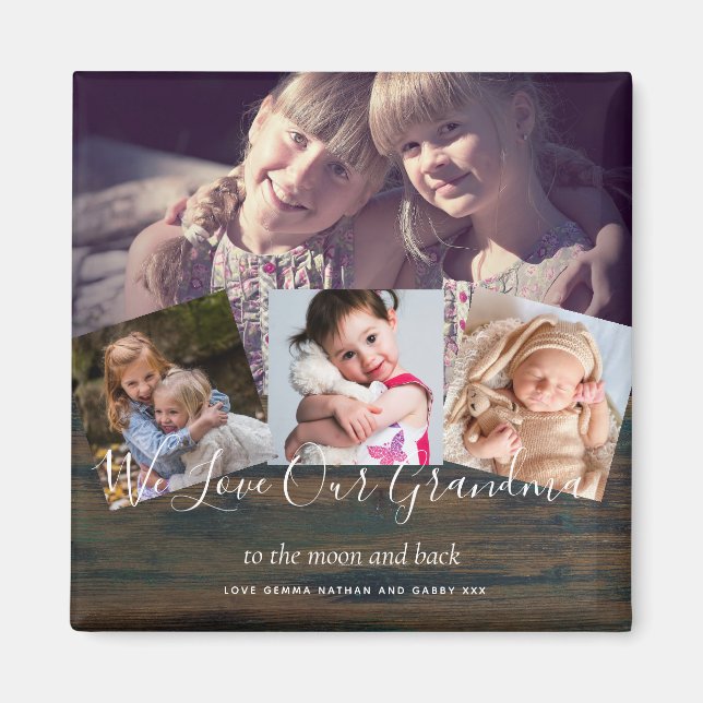 Gift For Grandma Grandpa Photo Collage Grandparent Magnet (Front)