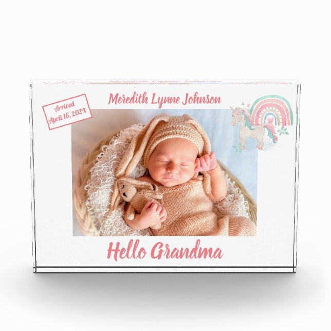 Gift for Grandma Newborn Grandchild   Photo Block (Front)