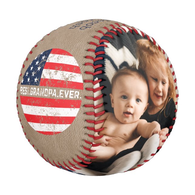 Gift For Grandpa Photo Keepsake Baseball (Angled)