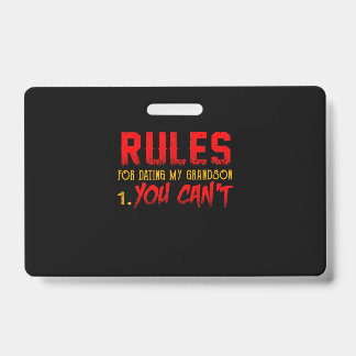 Gift For Grandson | Rule For Dating My Grandson ID Badge