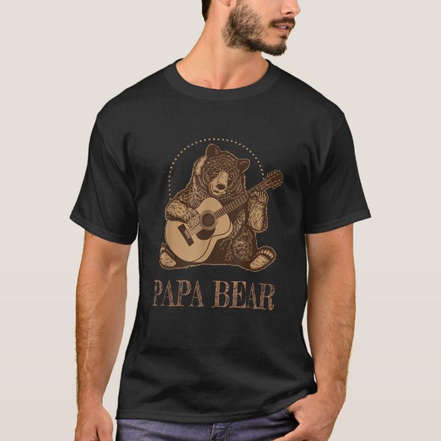 Gift For Guitar Player GUITARIST Papa Bear Funny T-Shirt (Front)