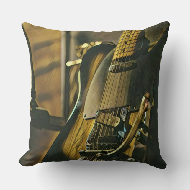 Gift for guitarist boyfriend cushion (Front)