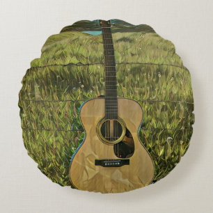 Gift for guitarist boyfriend round cushion