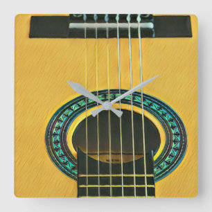 Gift for guitarist boyfriend square wall clock