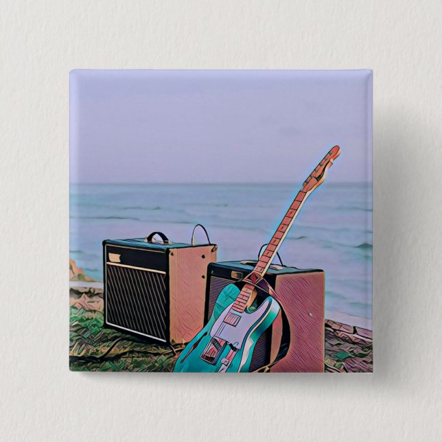 Gift for guitarist friend 15 cm square badge (Front)