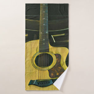Gift for guitarist friend bath towel set