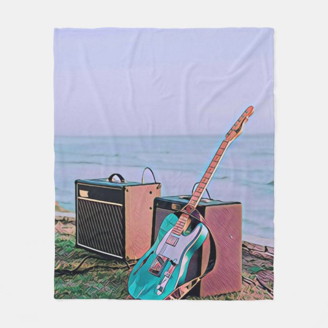 Gift for guitarist friend fleece blanket (Front)