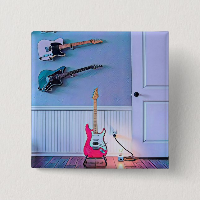 Gift for guitarist husband 15 cm square badge (Front)