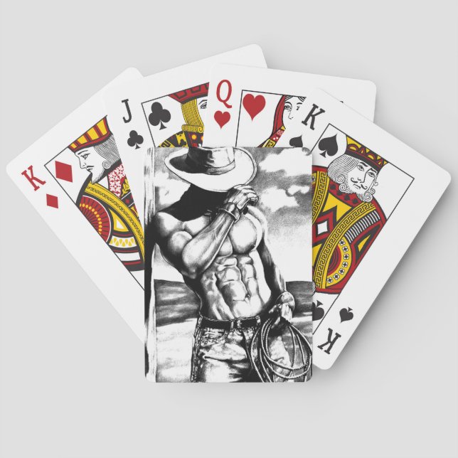 Gift For Him Original Cool Art Handsome Cowboy Playing Cards (Back)