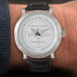 Gift for Husband. 25th Wedding Anniversary Watch<br><div class="desc">Gift watch for husband on a wedding anniversary. Special watch with inscription. 25th wedding anniversary gift. Watch has inscription plus the message "With Love". Also the names of each partner. White watch face.</div>