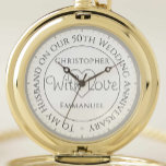 Gift for Husband. 50th Wedding Anniversary Pocket Watch<br><div class="desc">Introducing our timeless gift pocket watch, a perfect present for your beloved husband on your wedding anniversary. This exquisite timepiece is carefully personalised with both of your names, the significant anniversary date, and a heartfelt message "With Love." This unique touch transforms the pocket watch into a truly special keepsake, symbolising...</div>