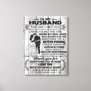 Gift For Husband To My Husband Best Gift Canvas Print