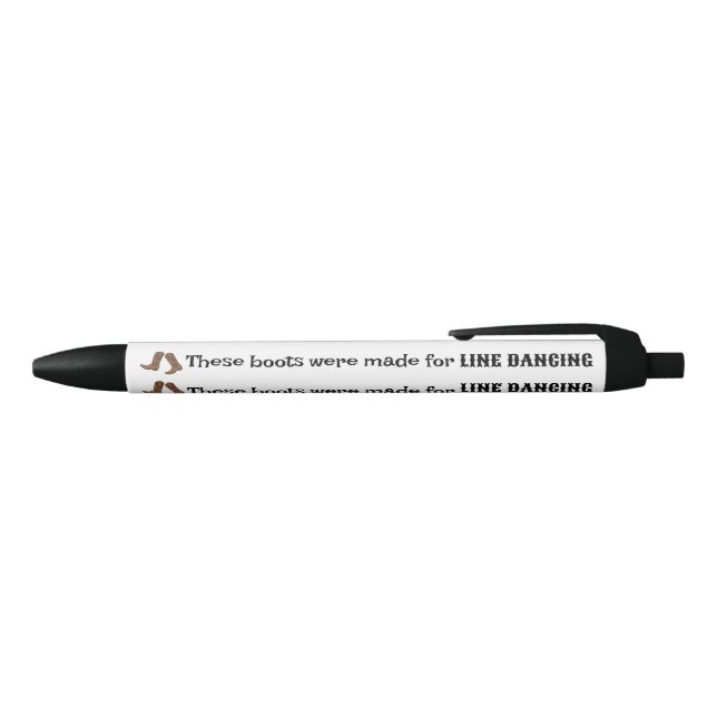 Gift for Line Dancers Cowboy Boots Line Dancing Black Ink Pen (Top)