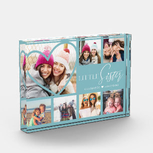 Gift For Little Sister 7 Photo Collage Heart BFFs Block