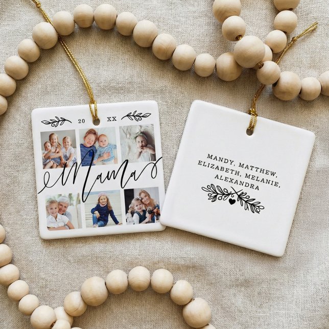 Gift for Mama Personalized Grandchildren Photos Ceramic Ornament (Gift for Mama Personalized Grandchildren Photos Ceramic Ornament)