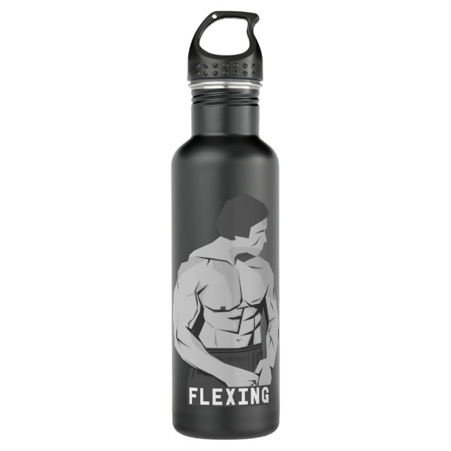Gift For Men Arnold Flexing  Fitness Bodybuilding  710 Ml Water Bottle (Front)