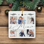 Gift for Mimi | Grandchildren Photo Collage Ceramic Ornament<br><div class="desc">Send a beautiful personalised gift to your Grandma (Mimi) that she'll cherish forever. Special personalised grandchildren photo collage ornament to display your own special family photos and memories. Our design features a simple 6 photo collage grid design with "mimi" designed in a beautiful handwritten black script style. Customise with grandchildren's...</div>