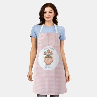 Gift For Mom,Best Mom Ever,Pink Checkered Apron