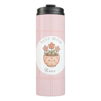 Gift For Mom,Best Mom Ever,Pink Checkered Thermal Tumbler