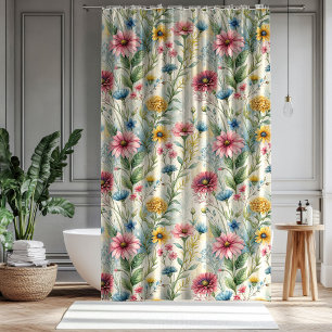 Gift for Mom & Dad Pastel Wildflowers Curtain
