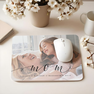 Gift for Mom Mom Black Script Overlay Photo Mouse Pad