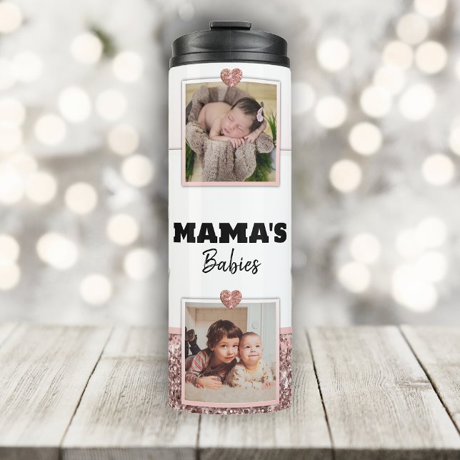 Gift For Mom Mother's Day Photo Collage Rose Gold Thermal Tumbler (Creator Uploaded)