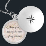 Gift for Mother in Law Thank you For Raising Man Locket Necklace<br><div class="desc">Thank you for raising the man of my dreams saying on a silver locket necklace is the perfect sentiment to give to your future  mother in law or mother in law.  She will treasure it!</div>
