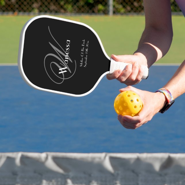 Gift For Mother Of Bride Monogram Chic Script Name Pickleball Paddle (Insitu)