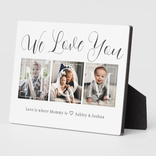 Gift for Mum 3 Photo Collage Plaque (Side)