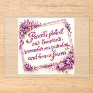 Gift for Mum Dad Parents Love Quote Purple Floral Acrylic Invitations