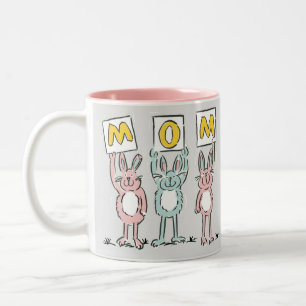 Gift for Mum Fun Rabbits Design Two-Tone Coffee Mug