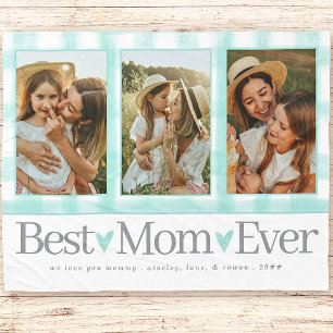 Gift for Mum Mothers Day Photo Best Mum Gingham Fleece Blanket