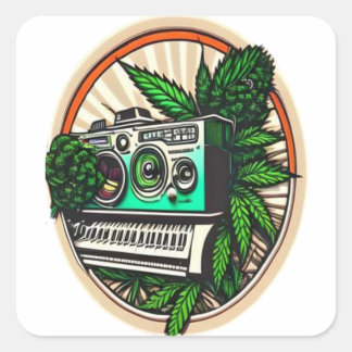 gift for music&weed lovers square sticker