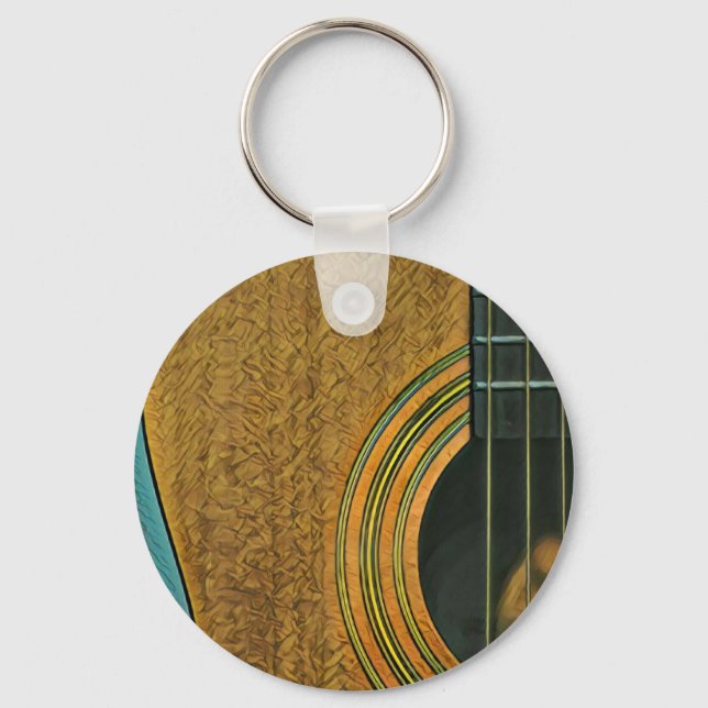 Gift for musician guitarist key ring (Front)
