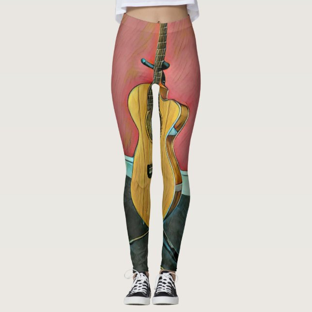 Gift for musician guitarist leggings (Front)