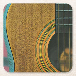 Gift for musician guitarist square paper coaster