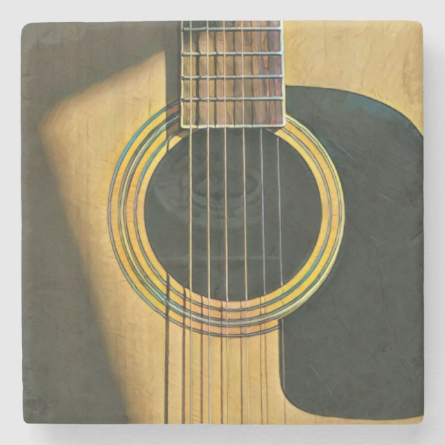 Gift for musician guitarist stone coaster (Front)