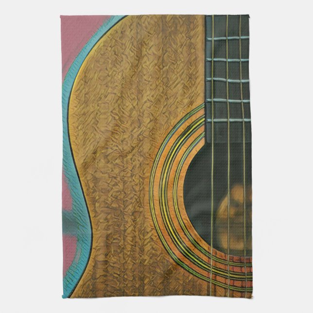 Gift for musician guitarist tea towel (Vertical)