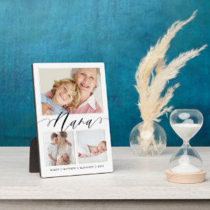 Gift for Nana   Grandchildren 3 Photo Collage Plaque