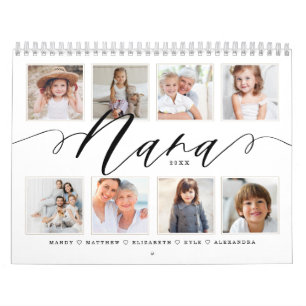 Gift for Nana Grandchildren Family Photos Calendar