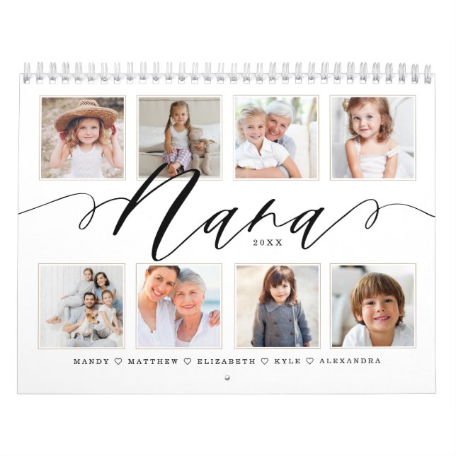 Gift for Nana | Grandchildren Family Photos Calendar (Cover)