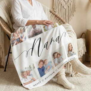 Gift for Nana   Grandchildren Photo Collage Fleece Blanket
