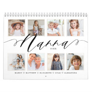 Gift for Nanna Grandchildren Family Photos Calendar
