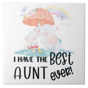 Gift for Niece Cute Elephant Under an Umbrella Tile