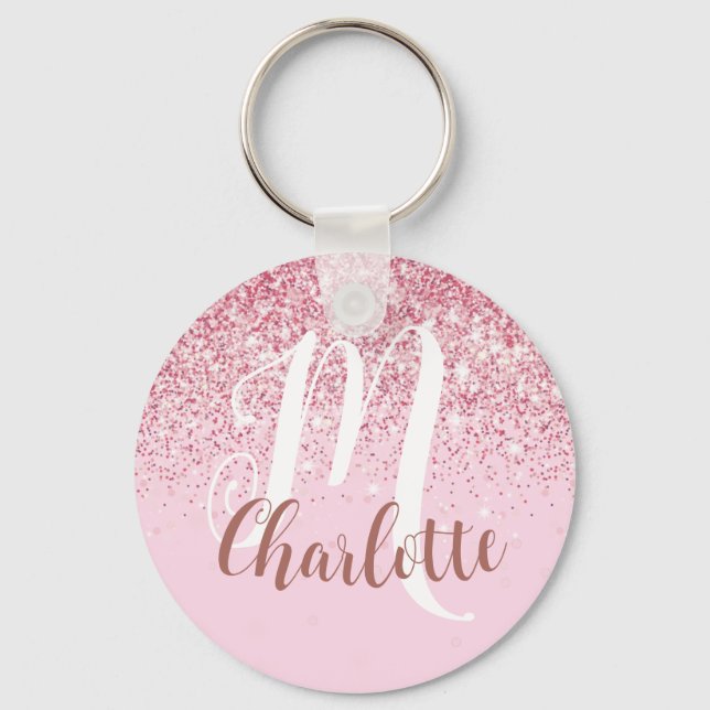 Gift for niece to be Blush Pink Glitter Sparkle  Key Ring (Front)