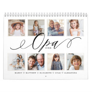 Gift for Opa Grandchildren Family Photos Calendar