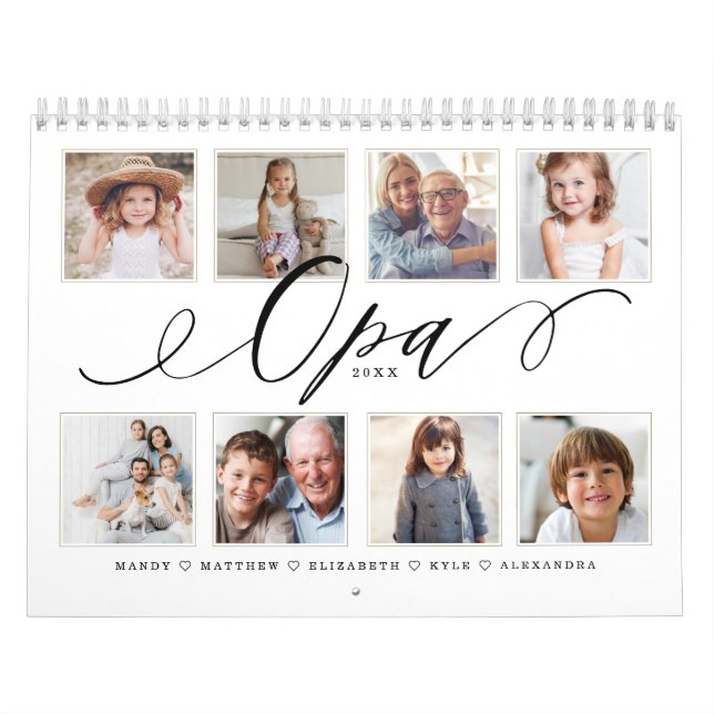 Gift for Opa | Grandchildren Family Photos Calendar (Cover)