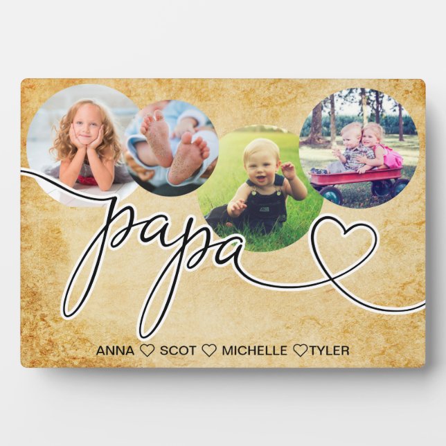 Gift for Papa , Grandchildren Photo Collage Plaque (Front)