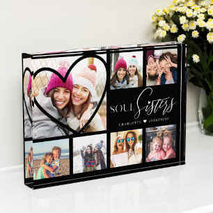 Gift For Soul Sisters 7 Photo Collage Heart BFFs Block